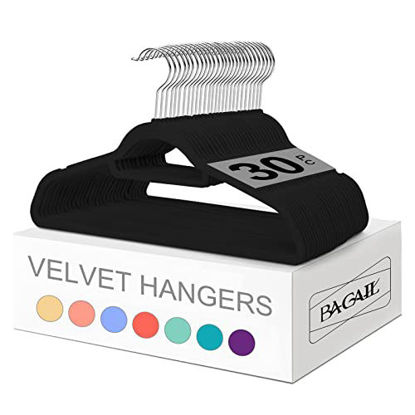 BAGAIL Velvet Hangers 50 Pack, Black Non Slip 360 Degree Swivel Hook Strong  and Durable Clothes Hangers for Coats, Suit, Shirt Dress, Pants & Dress