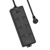 Picture of Surge Protector Power Strip with USB  NTONPOWER Flat Plug Power Strip with 10ft Long Extension Cord  6 Widely Spaced AC Outlet  15A Circuit Breaker  Wall Mountable for Home Office Accessories-Black