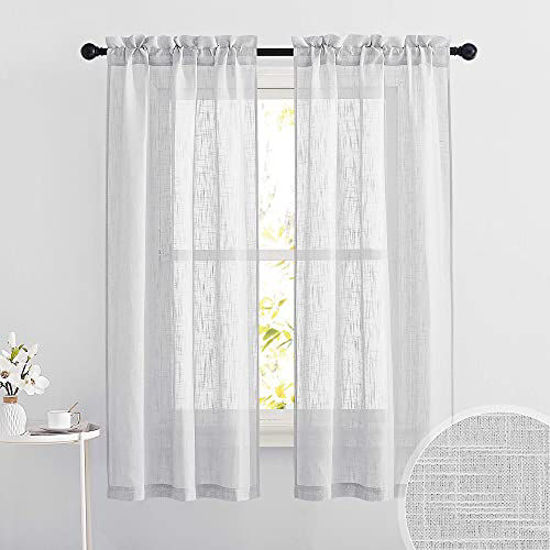 GetUSCart- RYB HOME Linen Curtains Sheer - Linen Textured Blend