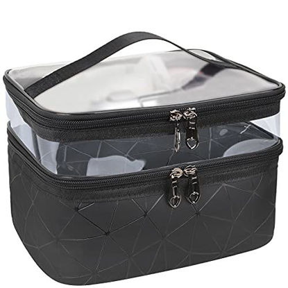 Picture of MKPCW Makeup Bags Double layer Travel Cosmetic Cases Make up Organizer Toiletry Bags (Colorful fish scales)