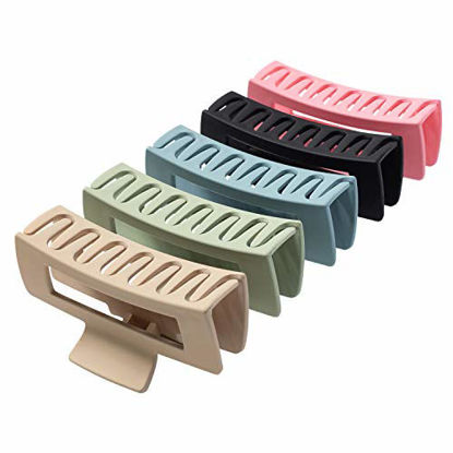 Picture of Women's Thick Rectangle Claw Clip 5 Color Hair Jumbo Claw Clips strong Hold Matte Hair Claw Clips fashion Hair Styling Accessories for Women Girls