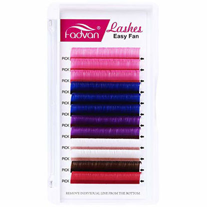 Picture of Volume Lash Extensions Gradient Blue 0.07mm D Curl 15-20mm Mix Volume Lashes 2D-20D Easy Fan Colored Eyelash Extension Color Lash Trays By FADVAN