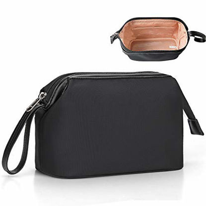 Picture of Travel Makeup Bag  Small Cosmetic Bags for Women Large Capacity Portable Cosmetic bag Storage Organizer for Purse Everyday Use (Small Black-Brown)