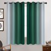 Picture of Yakamok Light Blocking Ombre Curtains  Greyish White and Dark Green Gradient Color Curtains  Room Darkening Grommet Window Drapes for Bedroom(Dark Green  52x63 Inch  2 Panels)