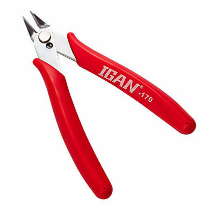 Picture of IGAN-330 Wire Flush Cutters  Electronic Model Sprue Wire Clippers  Ultra Sharp and Powerful CR-V Side Cutting nippers  Ideal for Clean Cut and Precision Cutting Needs  Black