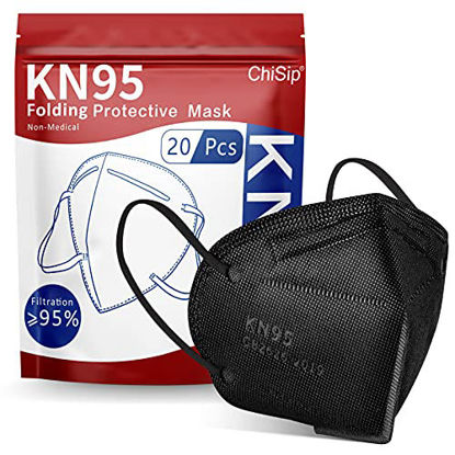 Picture of ChiSip KN95 Face Mask 20Pcs  5 Layer Design Cup Dust Safety Masks  Breathable Protection Masks Against PM2.5 Dust Bulk for Adult  Men  Women  Indoor  Outdoor Use  White