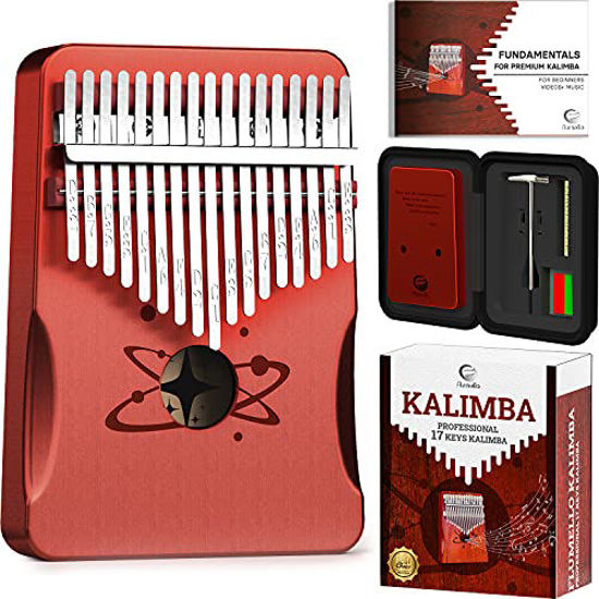 Picture of Kalimba 17 Keys Thumb Piano with Premium Mahogany Wood - Waterproof Protective Hardcase - Portable Mbira Finger Piano with FREE Application for beginners and Pro - Perfect Gift for Kids and Adults