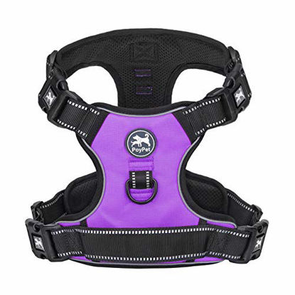 Picture of PoyPet 2019 Upgraded No Pull Dog Harness with 4 Snap Buckles  Reflective with Front & Back 2 Leash Hooks and an Easy Control Handle [NO Need Go Over Dogâ€™s Head]