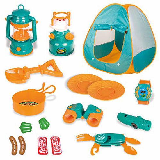 Picture of FUN LITTLE TOYS Kids Play Tent  Pop Up Tent with Kids Camping Gear Set  Outdoor Toys Camping Tools Set for Kids  18 Pieces