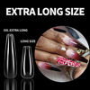 Picture of UNA GELLA Full Nail Tips Extra Long Tapered Sqaure Tips 500pcs No C Curve Nail Tips XXL Long Straight Nails Tips Full Cover Clear Acrylic Nail Tips Square Long Full Press on Nails Clear Press On Nails Tip with Box