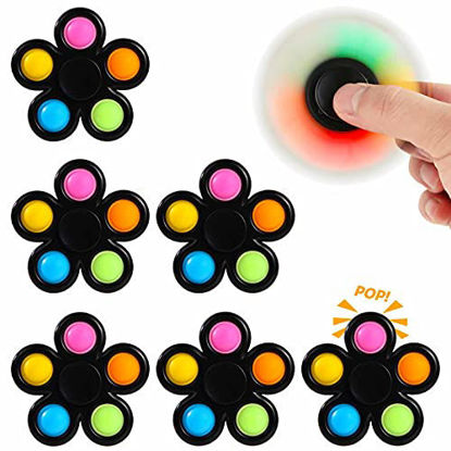 Picture of Effacera Pop Fidget Spinner Toys 6 Pack  Popper Pop Bubble Spinner Set  Party Favor Sensory Toys Fidget Bulk Pack  Pop Hand Spinners Stress Relief Anti Anxiety Autism Gift for Kids(White)