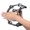 Picture of Facmogu 1 Pair Handheld Tambourine with Double Row Metal Jingles  Hand Held Percussion Tambourine Instrument  Half Moon Musical Tambourine - Black