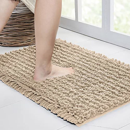 Picture of Walensee Large Bathroom Rug Non Slip Bath Mat (47x17 Inch Dark Blue) Water Absorbent Super Soft Shaggy Chenille Machine Washable Dry Extra Thick Perfect Absorbant Best Plush Carpet for Shower Floor