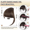 Picture of Sofeiyan Clip in Bangs Hair Extensions Fringe Bangs Darkest Brown Tend to Black Clip on Bangs Synthetic Hair Natural Flat Bangs Hairpiece with Temple One Piece for Women Girls