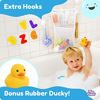 Picture of Original Tub Cubby Bath Toy Storage 2-Pack & Bath Toys - Hanging Bath Toy Holder  Mesh Net Shower Caddy with Suction & Adhesive Hooks - 36 ABC Soft Foam Letters and Numbers - Bonus Rubber Duck & Hooks