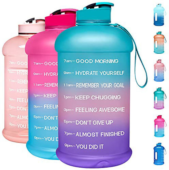 Gym Sports 1 Gallon Motivational Water Bottle Jug with Time Marker