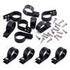 Picture of Swpeet 60 Pack Black 1/2 Inch Nylon Plastic R-Type Cable Clips Clamp Kit  Nylon Screw Mounting Cord Fastener Clips with 60 Pack Screws for Wire Management