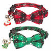 Picture of Christmas Cat Collar Breakaway with Cute Bow Tie Bell - 2 Pack Kitten Collar Red Green Plaid Pattern Xmas Kitten Collar with Removable Bowtie Cat Bow tie Collar for Kitten Cat (Style 1)