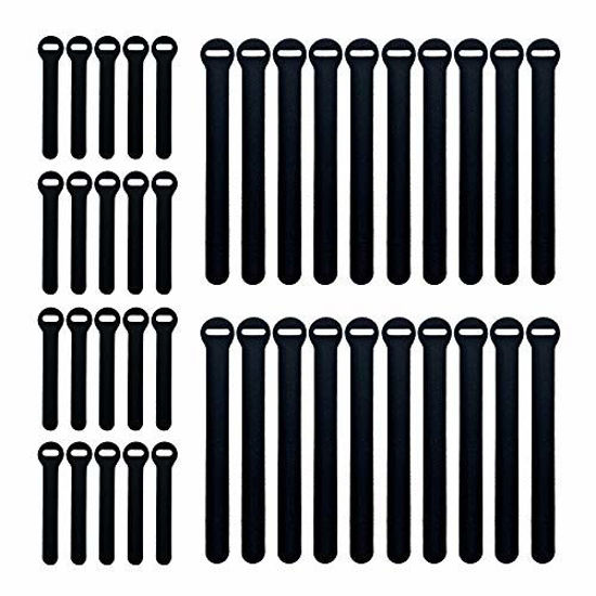 Picture of Self-Gripping Cable Ties by Wrap-It Storage  Black  40 Pack (4 Inch and 8 Inch Straps) â€“ Reusable Hook and Loop Cord Organizer Cable Ties for Cord Management and Desk or Office Organization