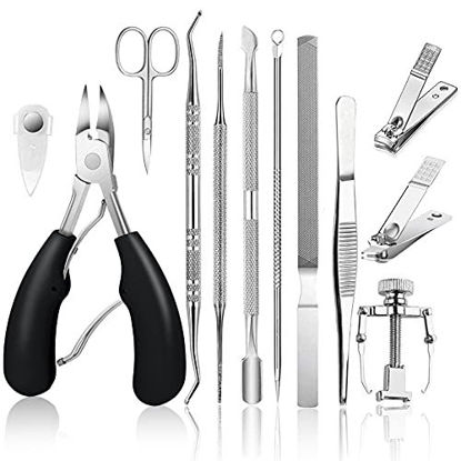 GetUSCart- Nail Clippers Set - 2 Pack Stainless Steel Ingrown Toenail Tool,  Professional Fingernail & Toenail Clippers for Thick Nails (Pedicure Nail  Clippers) (Black)