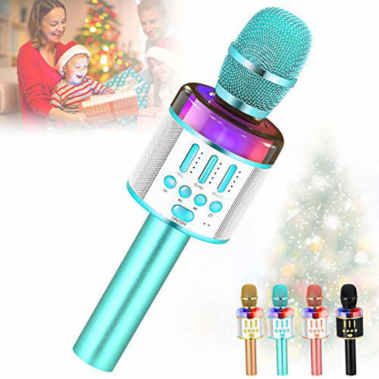 Picture of Karaoke Wireless Microphone Machine Toy- Amazmic Handheld Bluetooth Microphone for Karaoke with Lights  Gift for Kids Boys/Girls/Adults Birthday Thanksgiving  Christmas Home KTV(Black Gold)