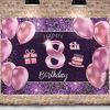 Picture of PAKBOOM Happy 8th Birthday Banner Backdrop - 8 Birthday Party Decorations Supplies for Girls - Pink Purple Gold 4 x 6ft