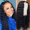 Picture of Deep Wave Human Hair Lace Front Wigs for Black Women 130% Density Brazilian Virgin Hair Deep Curly 4X4 Lace Front Wigs Pre Plucked with Baby Hair 28 Inch Natural Color (28 Inch Deep Lace Closure Wigs)