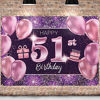 Picture of PAKBOOM Happy 51st Birthday Banner Backdrop - 51 Birthday Party Decorations Supplies for Women - Pink Purple Gold 4 x 6ft