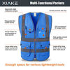 Picture of XIAKE 8 Pockets High Visibility Safety Vest Black with 2 Inch Dual Tone Reflective Strips - Yellow Trim  Zipper Front  ANSI/ISEA Standards  Medium