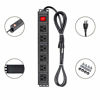 Picture of BTU 6 Outlet Power Strip Surge Protector  Metal Rack Mount PDU Power Outlet with Switch  6ft Long Extension Cord Heavy Duty Wall Mount Power Socket for Office Home Workshop  15A/125V  Black