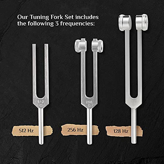 Picture of Tuning Fork Set (128Hz  256Hz  512Hz) â€” Body Tuning Forks for Healing Chakra Set â€” Tuning Fork Medical Sound Healing Therapy  DNA Repair  Violin/Guitar/Piano Tune Fork â€” Gift Ready