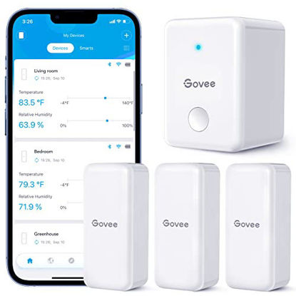 Govee Temperature Humidity Monitor 2-Pack, Indoor Room Thermometer Hygrometer with App Alert, Mini Bluetooth Digital Thermometer Humidity Sensor with