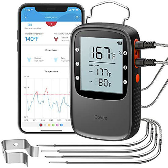 Govee Bluetooth Meat Thermometer, Wireless Meat Thermometer for Smoker  Oven, Digital Grill Thermometer with 2 Probes, Timer Mode, Smart LCD  Backlight