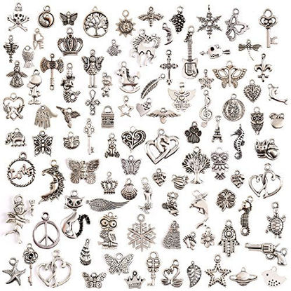 Picture of Keyzone Wholesale 100 Pieces Mixed Charms Pendants DIY for Jewelry Making and Crafting