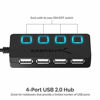 Picture of Sabrent 4-Port USB 2.0 Data Hub with Individual LED lit Power Switches [Charging NOT Supported] for Mac & PC (HB-UMLS)