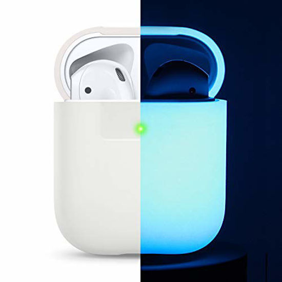 Picture of elago Premium Silicone AirPods Case Designed for Apple AirPods 1 and 2, Front LED Visible [Nightglow Blue]