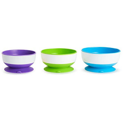 Picture of Munchkin Stay Put Suction Bowl,Purple, Green & Blue 3 Pack