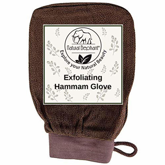 Picture of Natural Elephant Exfoliating Hammam Glove, Face & Body Exfoliator Mitt, Chocolate Brown