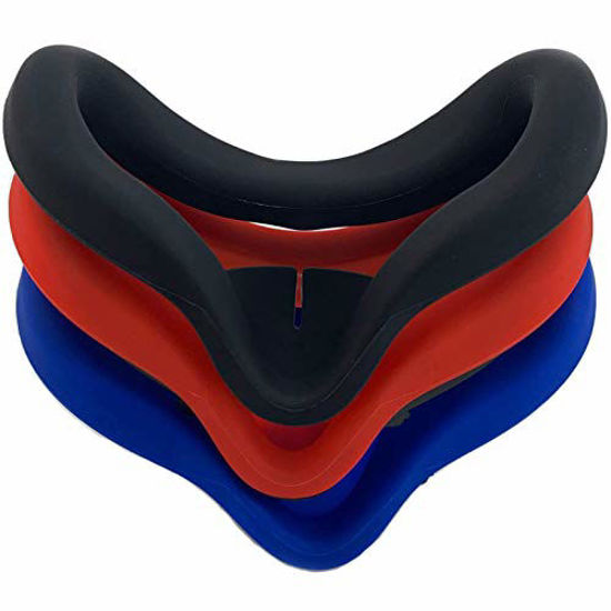 Picture of TATACO VR Silicone Cover Eye Pad for Oculus Quest 2 - Sweat-Proof, Lightproof, Non-Slip, Washable Black/Blue/Red