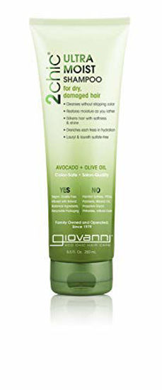 Picture of GIOVANNI 2chic Ultra Moist Shampoo, 8.5 oz. Avocado & Olive Oil, Creamy Hydration Formula, Enriched with Aloe Vera, Shea Butter, Botanical Extracts, Sulfate Free, No Parabens, Color Safe (Pack of 1)