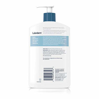 Picture of Lubriderm Daily Moisture Body Lotion for Sensitive, Dry Skin, Enriched with Vitamin B5, Dye and Lanolin Free, Unscented and Non-Greasy, 16 fl. oz