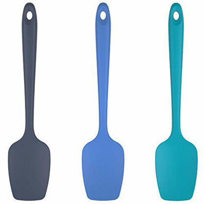 Picture of U-Taste Silicone Spoon Spatula Set, 600ºF High Heat Resistant BPA-Free Flexible Rubber Scraper, Cooking Mixing Baking Kitchen Utensils Set of 3 (Multicolors)