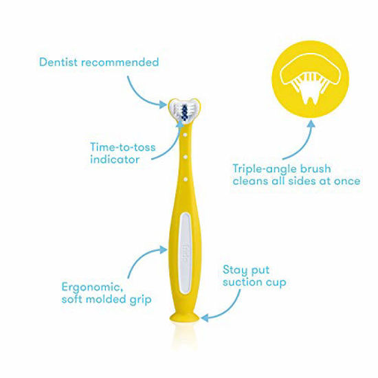 Picture of FridaBaby Triple-Angle Toothhugger Training Toothbrush for Toddler Oral Care, Yellow