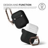 Picture of elago Silicone Case with Keychain Compatible with Apple AirPods Case 1 & 2, Front LED Visible, Supports Wireless Charging, Protective Silicone [Black]