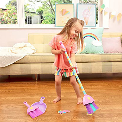 Picture of Play Circle by Battat - Mighty Tidy Sweeping Set - Colorful Broomstick and Pink Hand Broom with Dustpan - Pretend Play House Cleaning Toys for Kids Ages 3 and Up (4 Pieces)