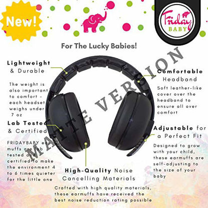 Picture of Friday Baby Baby Ear Protection (0-2+ Years) - Comfortable and Adjustable Noise Cancelling Baby Ear Muffs for Infants & Newborns | Baby Headphones Noise Reduction for Airplanes Fireworks Concert, Black