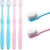 Picture of 4 Pieces Soft Micro-Nano Manual Toothbrush Extra Soft Bristles Toothbrush with 20,000 Bristles for Fragile Gums Adult Kid Children (Blue, Pink)