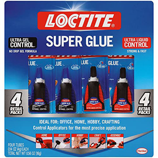 Picture of Loctite 2002988 Super Glue Control Gel and Ultra Liquid 4 g Bottles (Pack of 4), 2, Clear, 5 Ounce