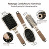 Picture of NVTED Hair Brush Set with Detangling Nylon Pins Massage Paddle Brush Cushion Hair Combs Hair Dryer Brush for Women Men Kids Girls (Gold)