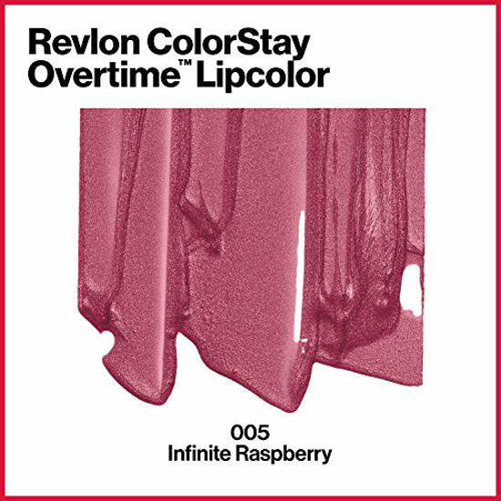 Picture of Revlon ColorStay Overtime Lipcolor, Dual Ended Longwearing Liquid Lipstick with Clear Lip Gloss, with Vitamin E in Pink, Infinite Raspberry (005), 0.07 oz